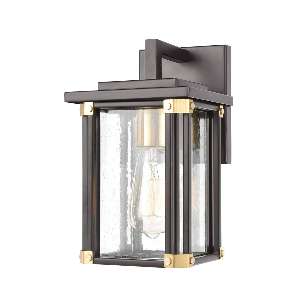 Matte Black 1-Light Sconce with Seedy Glass D4734