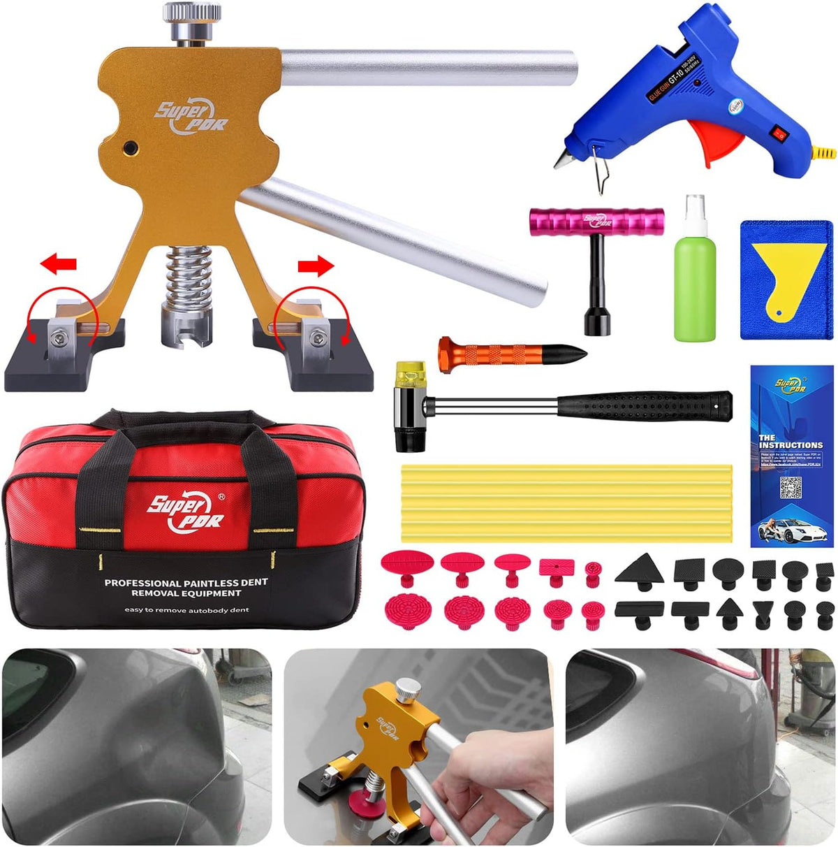 16pcs Paintless Dent Repair Kit with Slide Hammer T96955