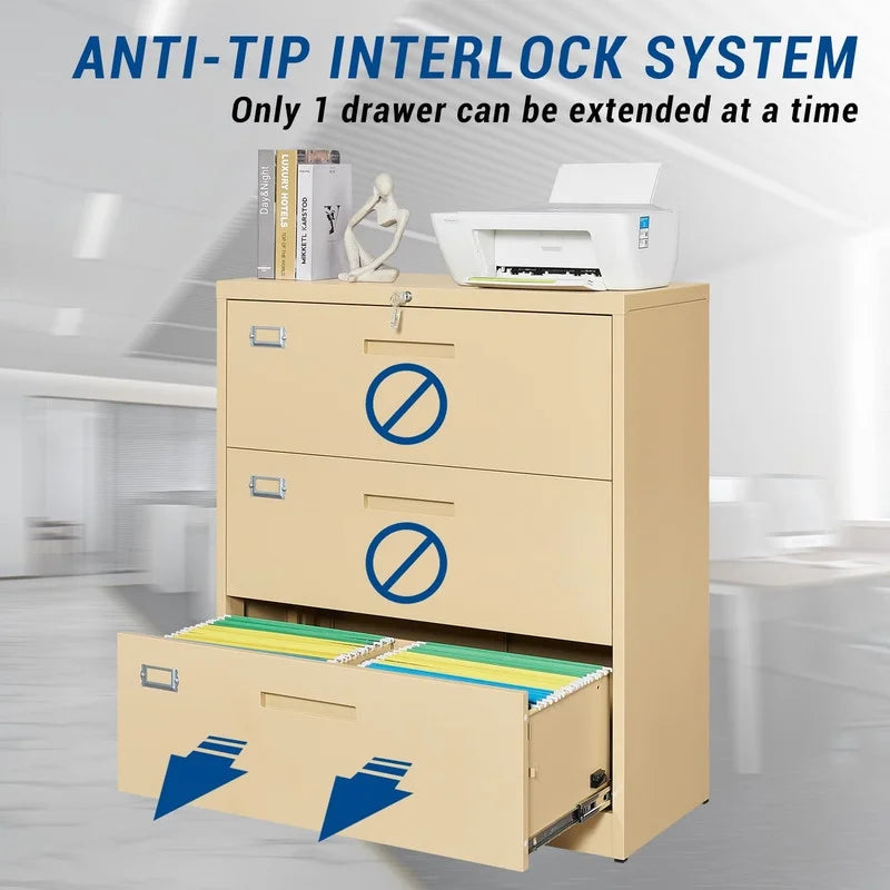 3 Drawer Lockable Metal File Cabinet L87922